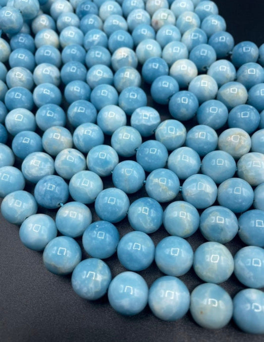 AA Natural Larimar Quartz Gemstone Bead 4mm 6mm 8mm 10mm 12mm Round Bead, Beautiful Blue Color Larimar Gemstone Bead, High Quality Bead