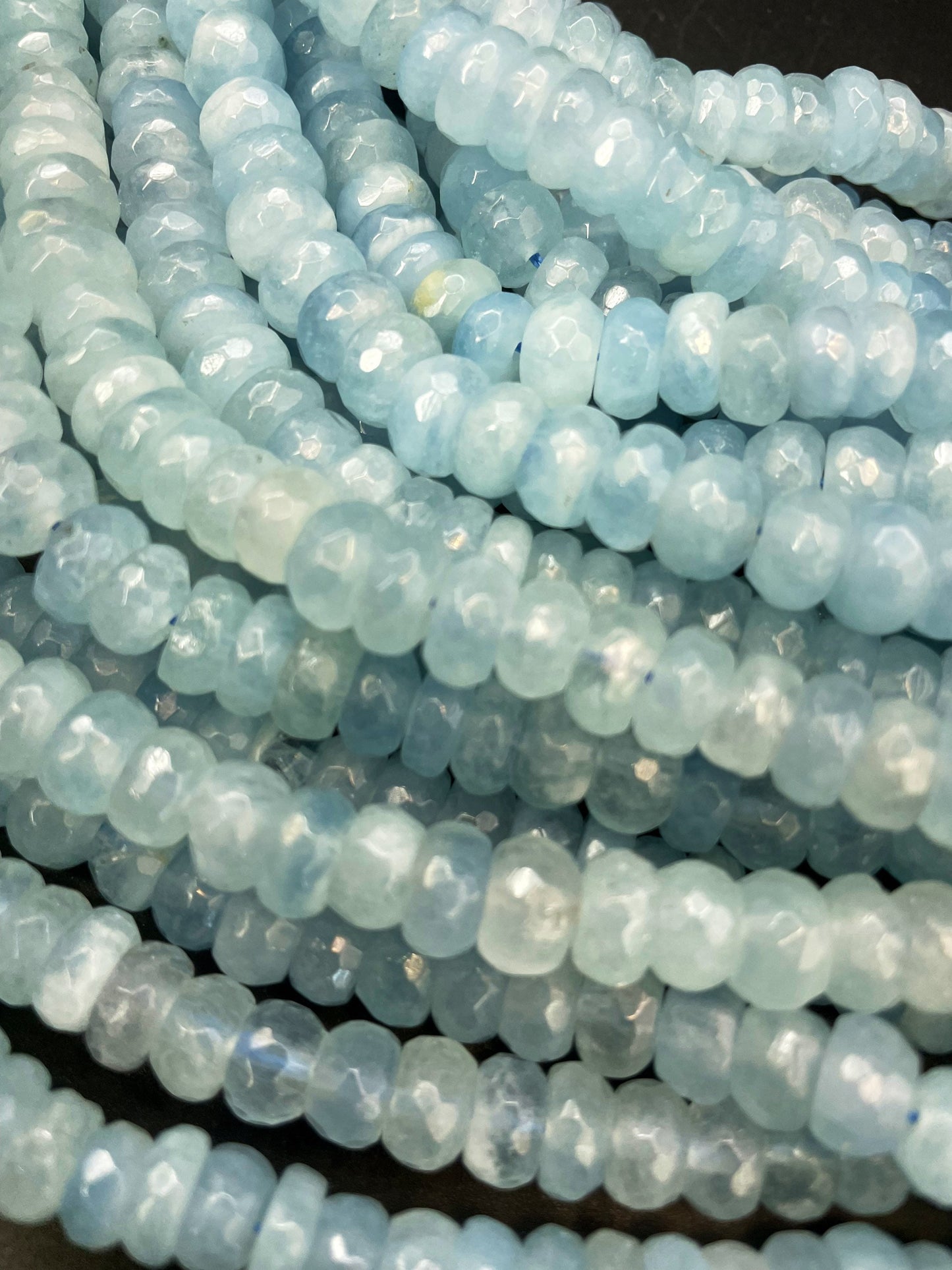 AAA Natural Aquamarine Gemstone Bead, Faceted Rondelle Shape Bead, Gorgeous Natural Blue Color Aquamarine Gemstone Bead, Excellent Quality Full Strand 15.5"