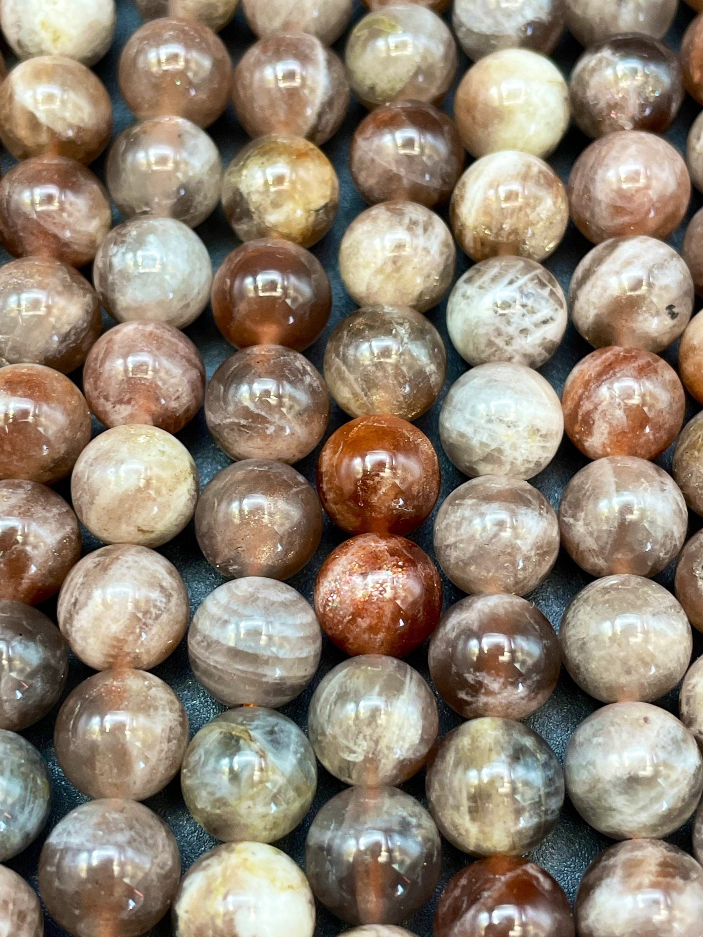 AA Natural Mica Fire Funstone 6mm 8mm 10mm Round Beads, Gorgeous Natural Brown Orange Mica Fire Sunstone Bead, High Quality