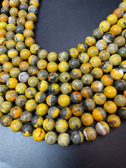 AAA Natural Bumblebee Jasper Gemstone Bead 6mm 8mm 10mm Round Beads, Beautiful Natural Yellow Brown Color, High Quality Bumblebee Jasper Beads