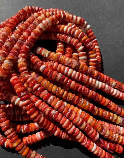 Natural Spiny Oyster Shell Bead 5x8mm Rondelle Shape, Gorgeous Natural Red Orange Color, High Quality Spiny Oyster Shell Beads