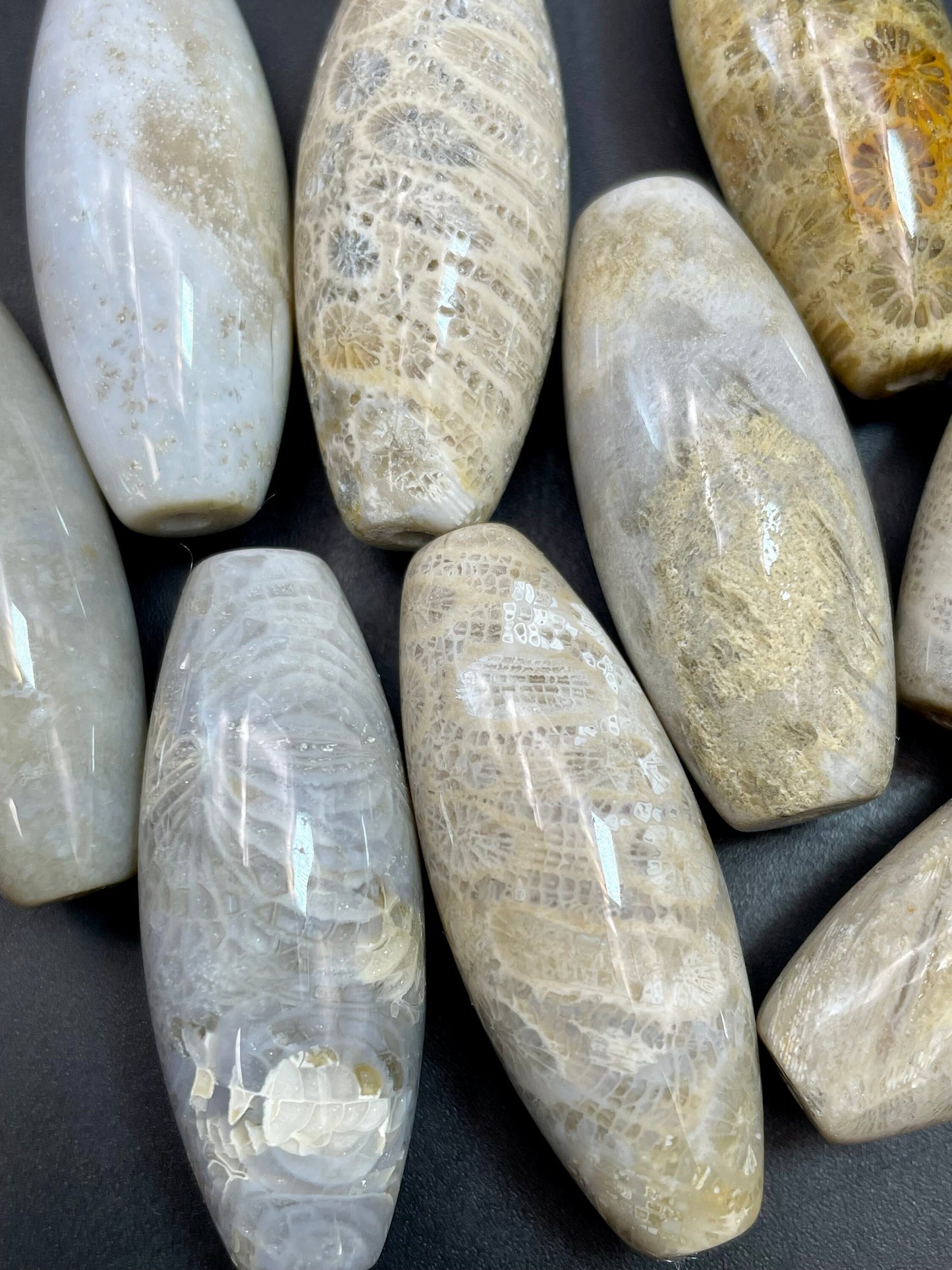 Natural Fossil Coral Gemstone Bead 16x40mm Barrel Shape, Beautiful Natural Beige Color Fossil Coral LOOSE BEADS