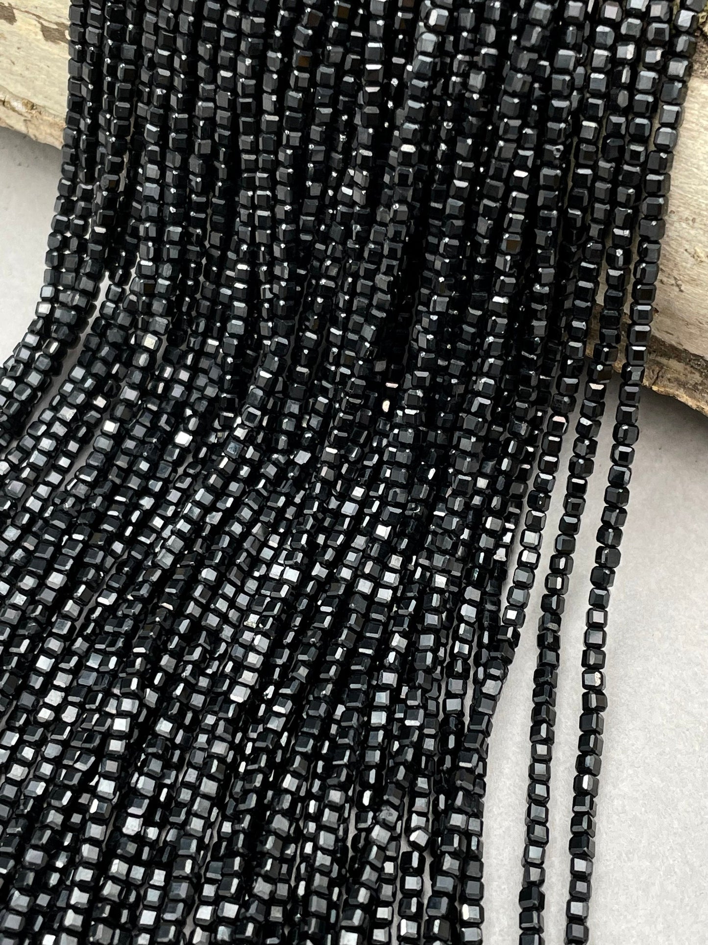 AAA Natural Spinel Gemstone Bead Faceted 3mm Cube Shape, Beautiful Natural Black Color Spinel Gemstone, High Quality 15.5" Strand