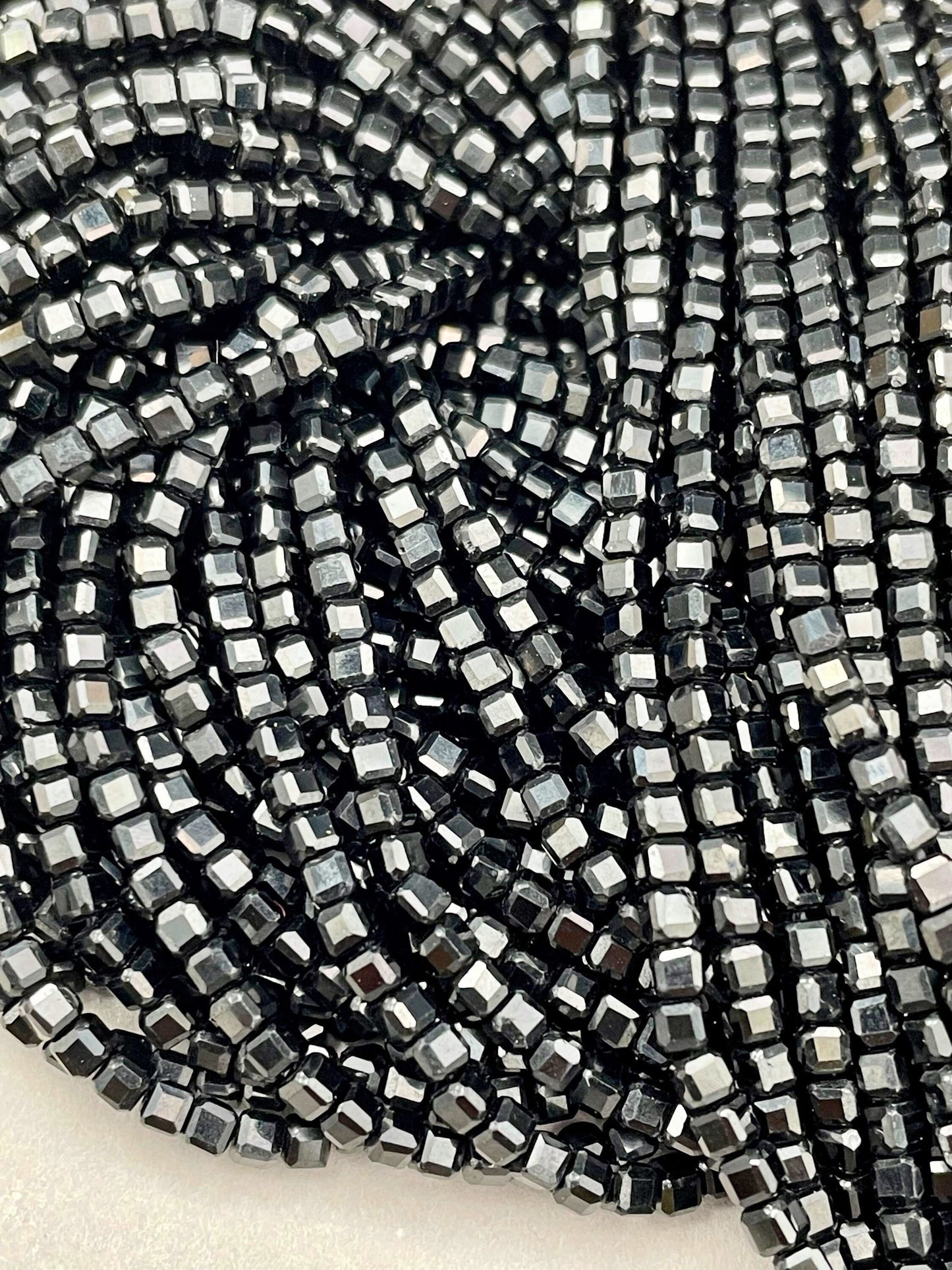 AAA Natural Spinel Gemstone Bead Faceted 3mm Cube Shape, Beautiful Natural Black Color Spinel Gemstone, High Quality 15.5" Strand