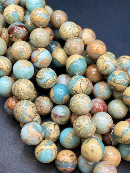 Natural Sea Sediment Jasper Gemstone Bead 6mm 8mm 10mm 12mm Round Beads, Gorgeous Light Blue Beige Color Jasper Gemstone Beads