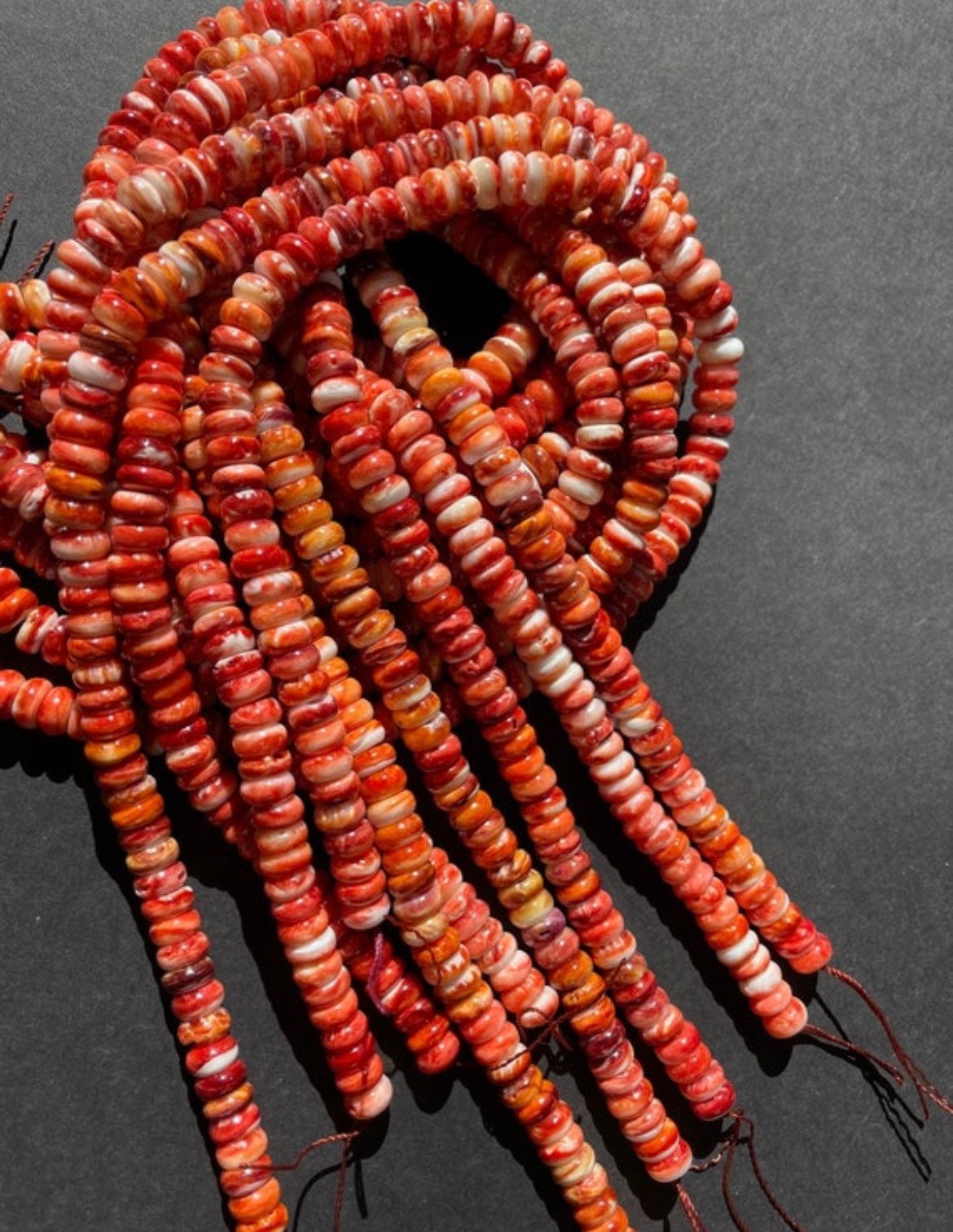 Natural Spiny Oyster Shell Bead 5x8mm Rondelle Shape, Gorgeous Natural Red Orange Color, High Quality Spiny Oyster Shell Beads