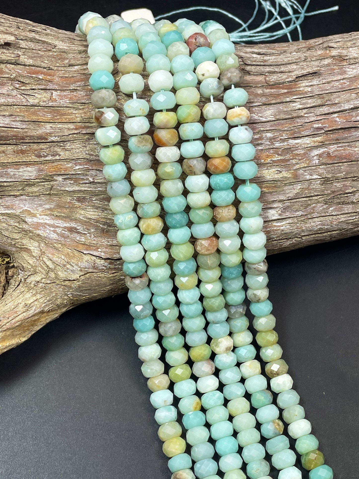 AAA Natural amzonite stone bead . Faceted 4x6mm 5x8mm Roundell Shape bead. Beautiful natural light blue color. High quality gemstone bead.!