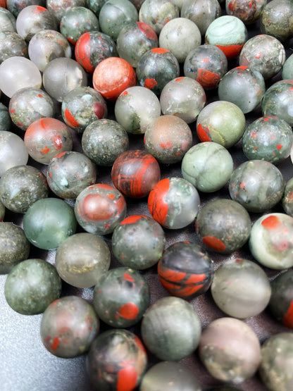 Natural Matte African Bloodstone Gemstone Bead 4mm 6mm 8mm 10mm 12mm Round Bead, Beautiful Gray Red Color Bloodstone Gemstone Bead