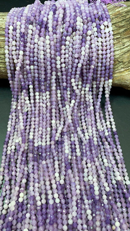 AAA Natural Lepidolite Gemstone Bead Faceted 3mm 4mm 5mm Round Beads, Natural Purple Color Lepidolite Gemstone Bead