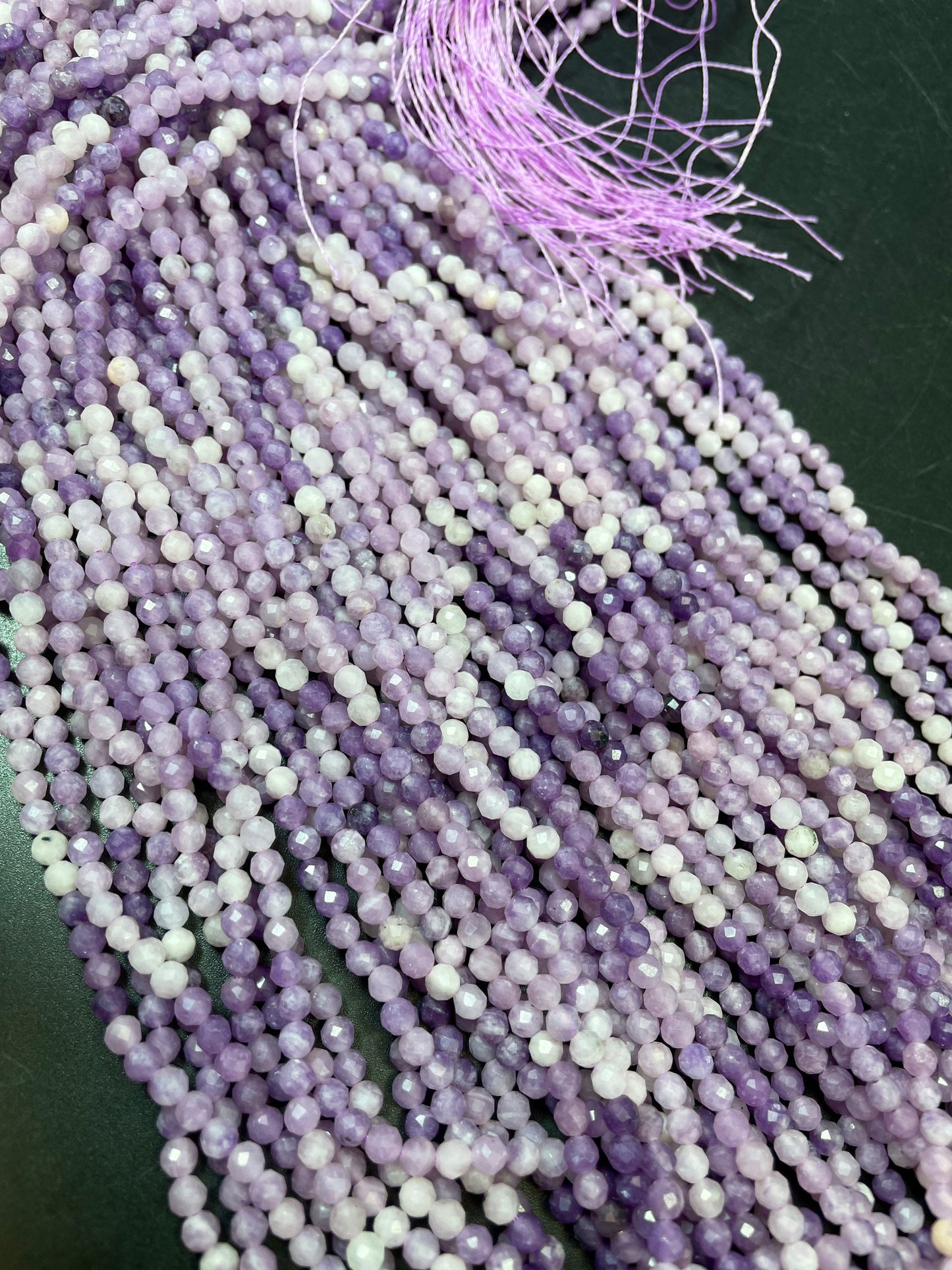 AAA Natural Lepidolite Gemstone Bead Faceted 3mm 4mm 5mm Round Beads, Natural Purple Color Lepidolite Gemstone Bead