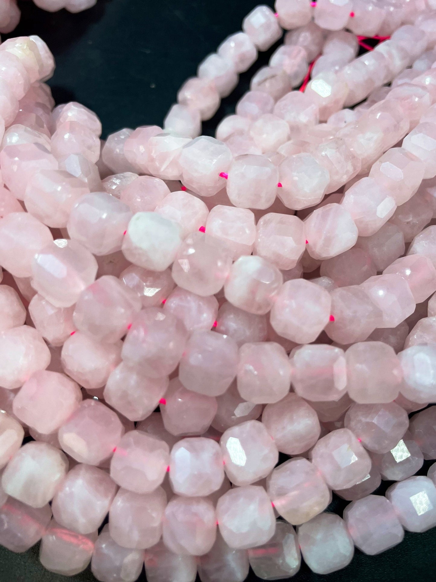 AAA Natural Rose Quartz Gemstone Bead Faceted 8mm Cube Shape, Beautiful Natural Pink Rose Quart Gemstone Bead