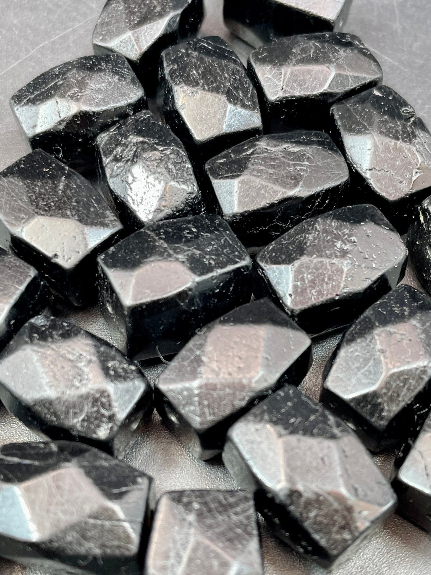 AAA Natural Black Tourmaline Gemstone Beads Faceted 10x16mm Rectangle Nugget Shape, Beautiful Black Color LOOSE BEADS