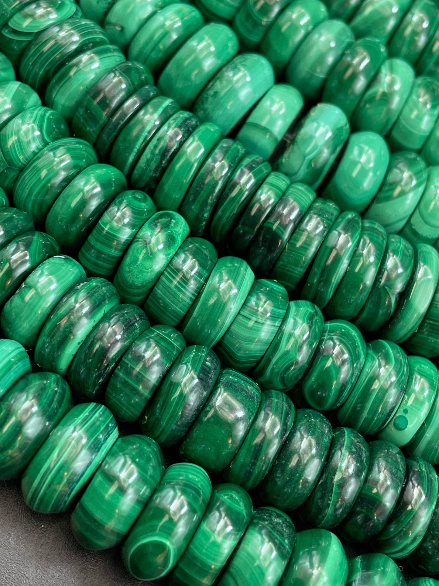 AAA Natural Malachite Gemstone Bead 12x6mm Rondelle Shape, Gorgeous Natural Green Color High Quality Malachite Gemstone Bead