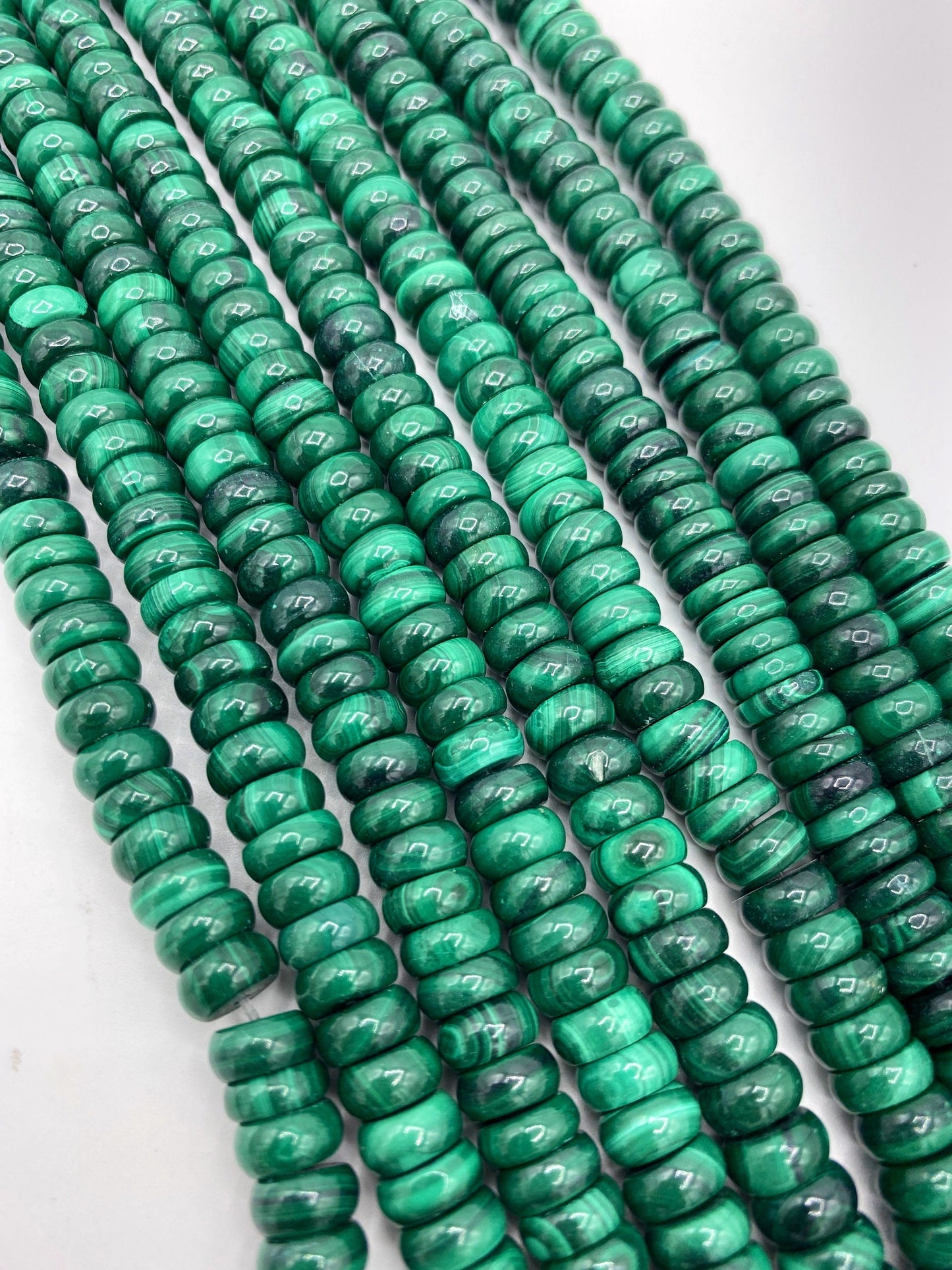 AAA Natural Malachite Gemstone Bead 5x10mm Rondelle Shape, Gorgeous Natural Green Color Malachite Gemstone Bead, High Quality Beads