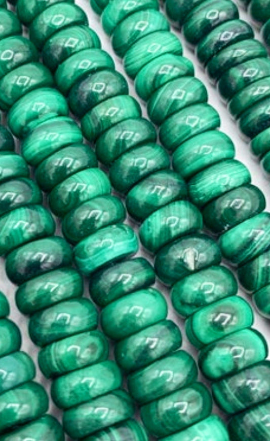 AAA Natural Malachite Gemstone Bead 5x10mm Rondelle Shape, Gorgeous Natural Green Color Malachite Gemstone Bead, High Quality Beads