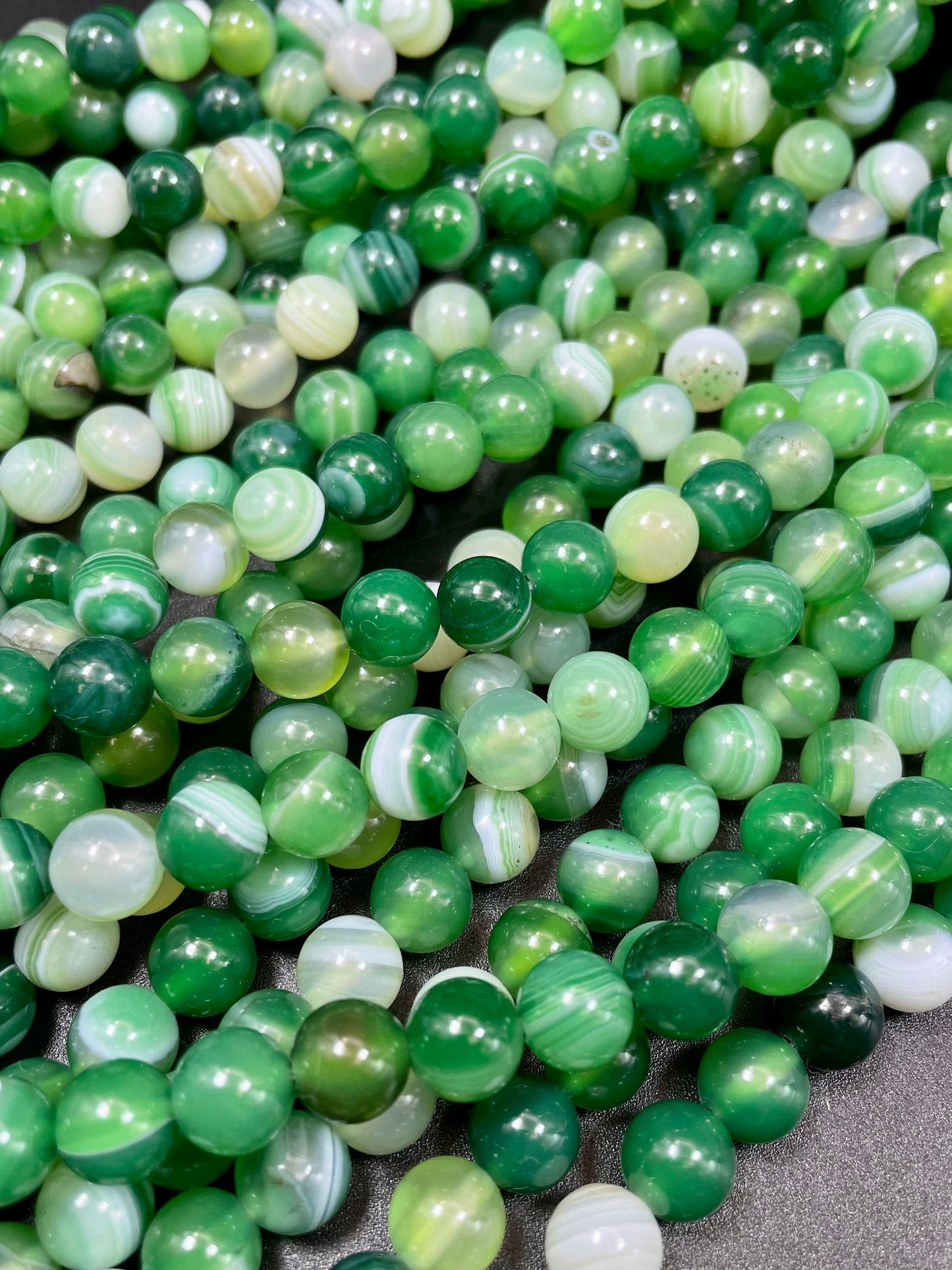 Natural Botswana Agate Gemstone Bead Smooth 6mm 8mm 10mm 12mm Round Bead, Gorgeous Green Color Botswana Gemstone Bead Full Strand 15.5"