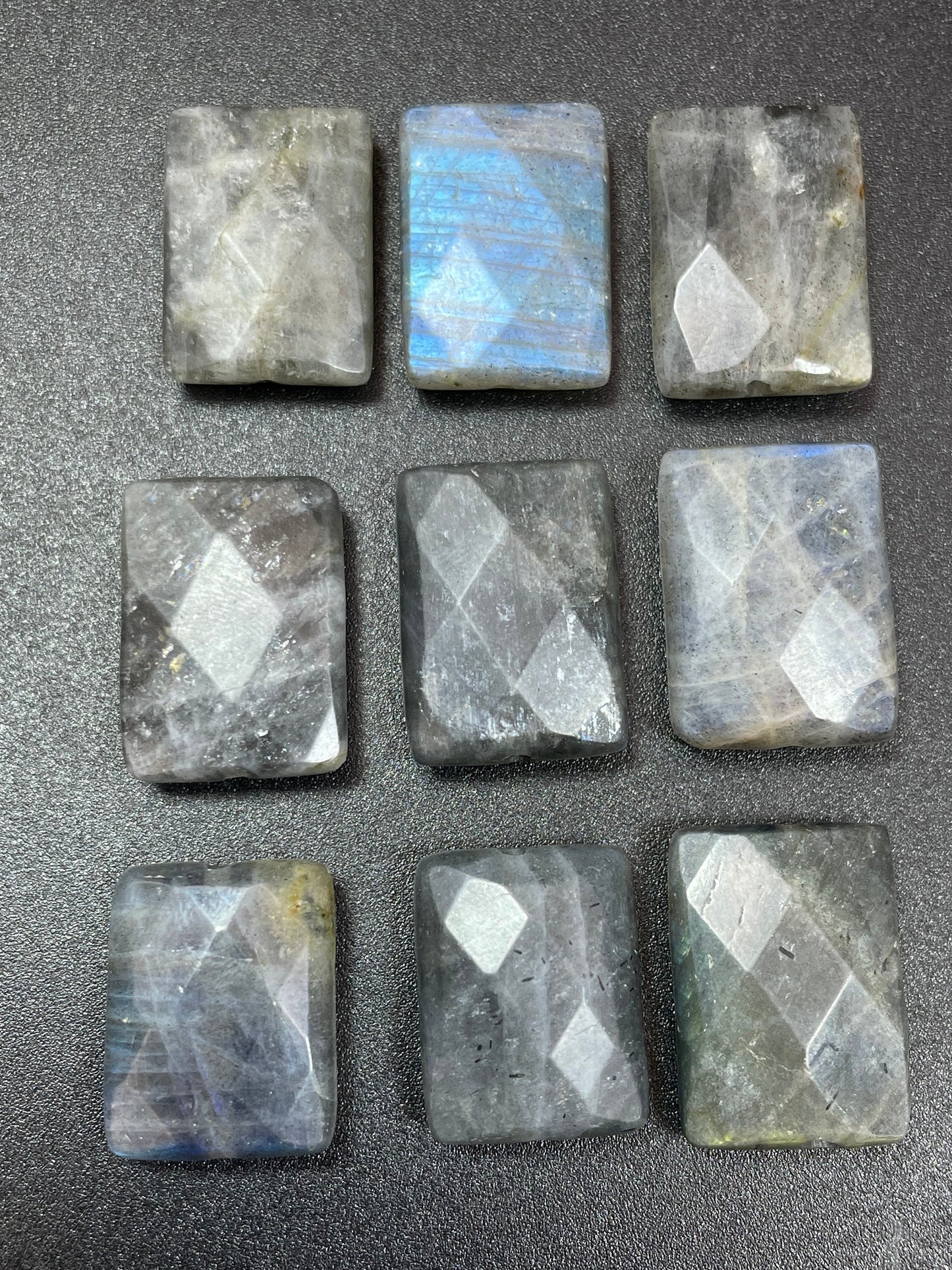 Natural Labradorite Gemstone Bead Faceted 14x18mm Rectangle Shape, Gorgeous Natural Gray Labradorite Blue Flash LOOSE BEADS
