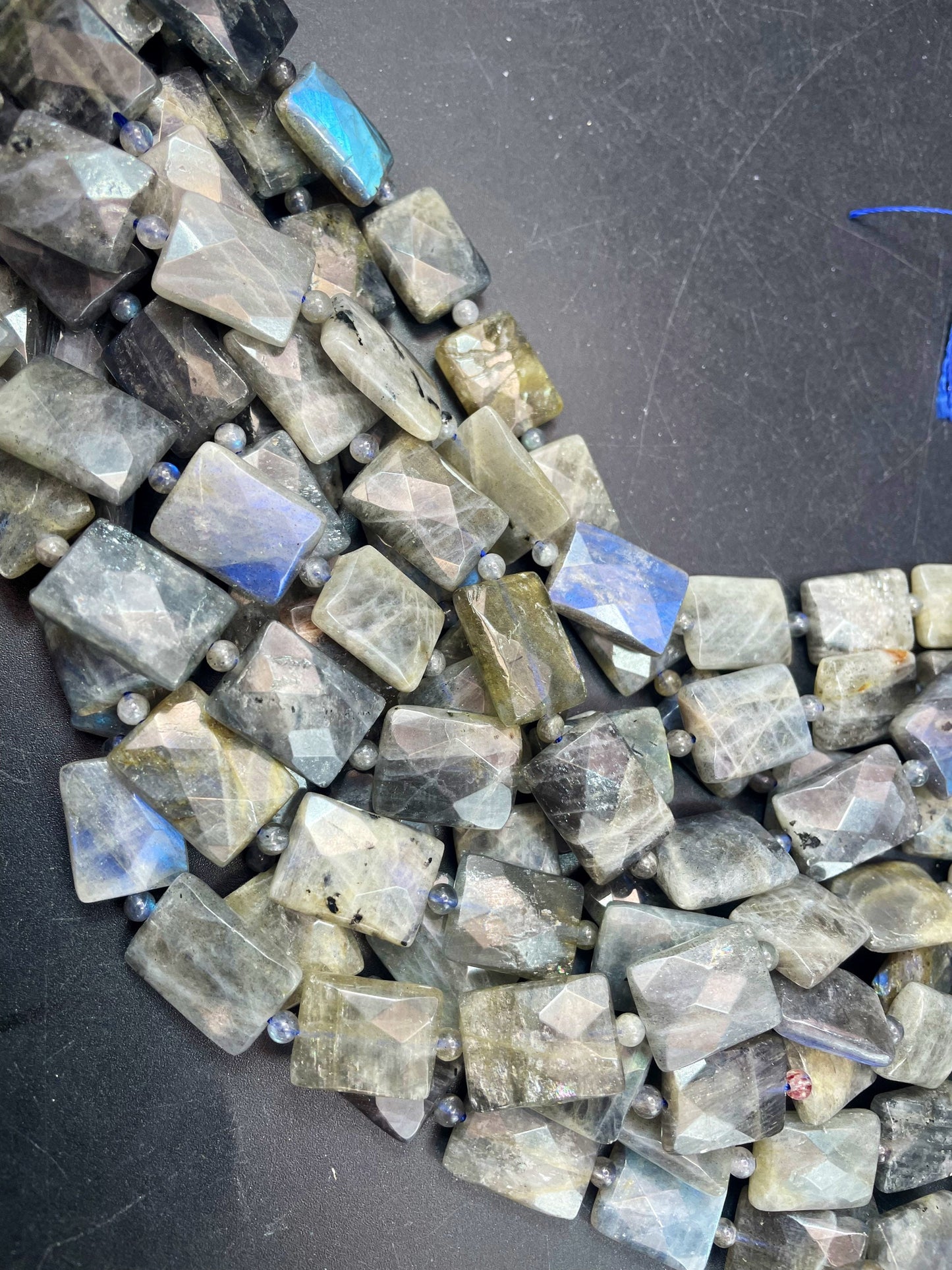 AAA Mystic Natural Labradorite Gemstone Bead Faceted 10x14mm, 12x18mm, 15x20mm Rectangle Shape, Gorgeous Natural Gray Blue Labradorite Gemstone Bead