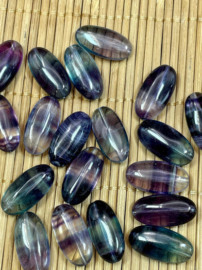 AAA Natural Fluorite Gemstone Bead 20x10mm Smooth Oval Shape, Gorgeous Natural Purple Green Color Fluorite Bead, LOOSE BEADS