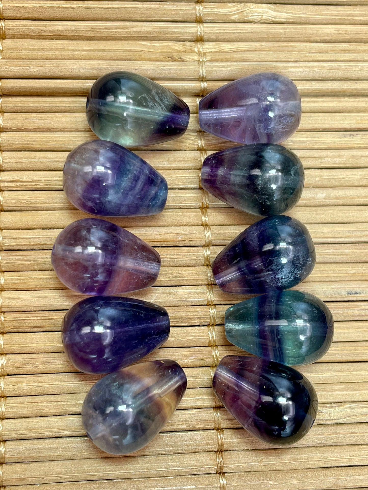 AAA Natural Fluorite Gemstone Bead 10x14mm Teardrop Shape, Gorgeous Multicolor Green Purple Colors Fluorite Gemstone Bead, LOOSE BEADS