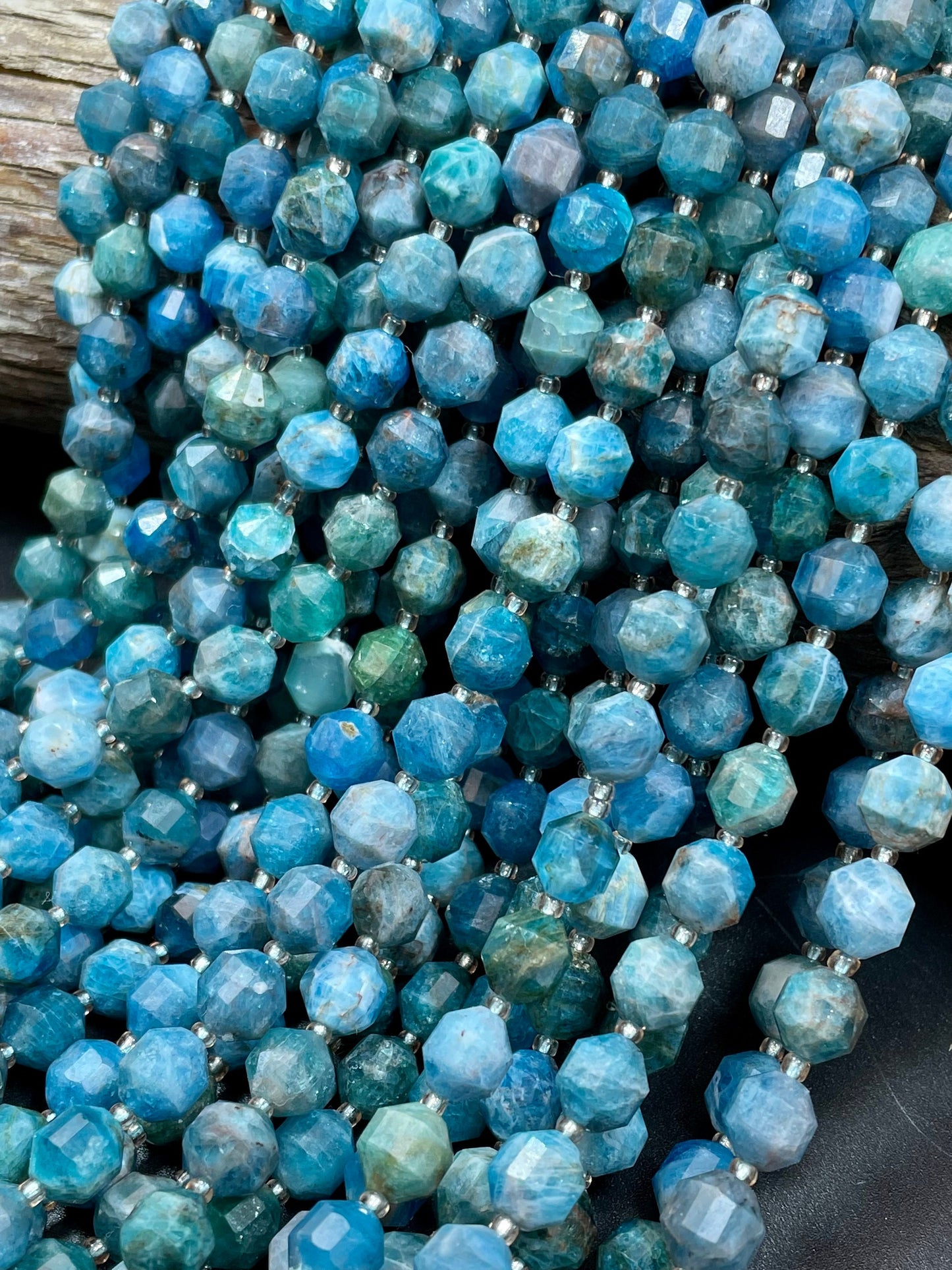 Natural Blue Apatite Gemstone Bead Faceted 7mm Diamond Shape Bead, Beautiful Blue Color Apatite Gemstone Bead