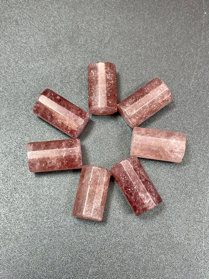 Natural Strawberry Quartz Gemstone Bead Faceted 17x9mm Tube Shape, Beautiful Red-Pink Color Strawberry Quartz LOOSE Beads