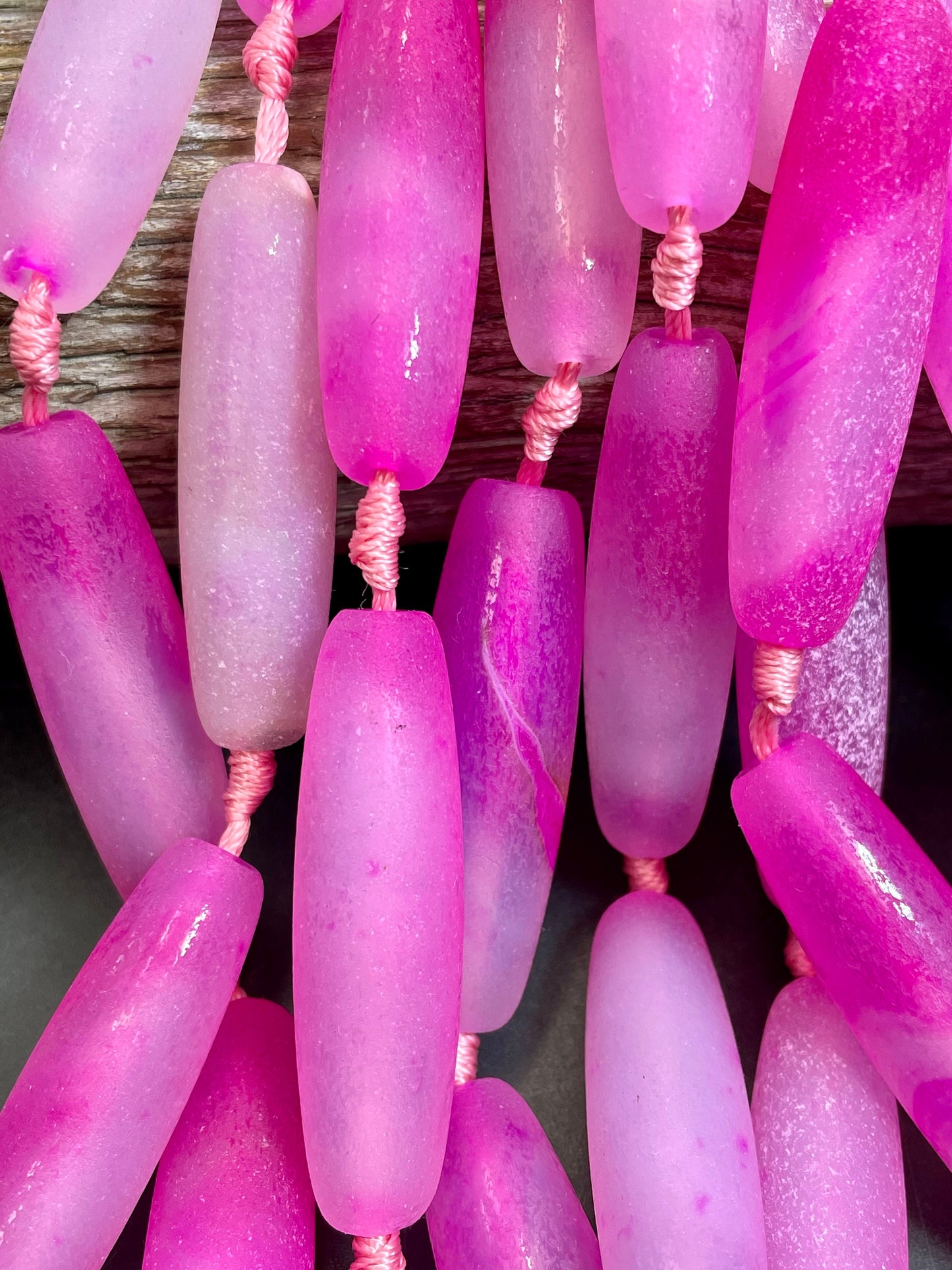 AAA Matte Botswana agate stone bead. Barrel Shape 13x48mm, Gorgeous Matte Pink Color Botswana Gemstone Bead