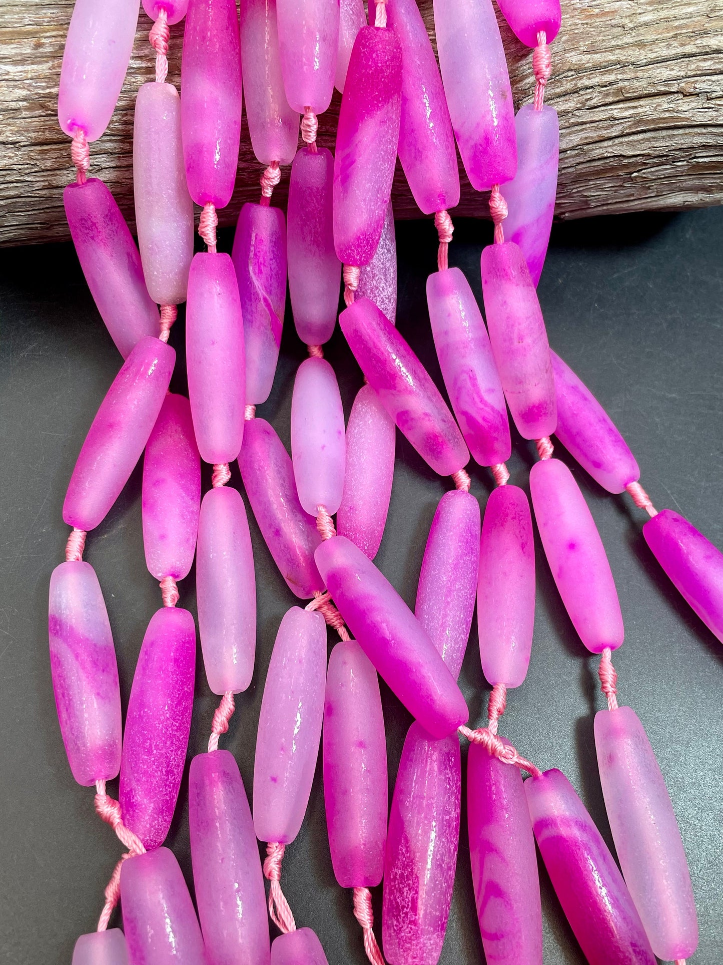 AAA Matte Botswana agate stone bead. Barrel Shape 13x48mm, Gorgeous Matte Pink Color Botswana Gemstone Bead
