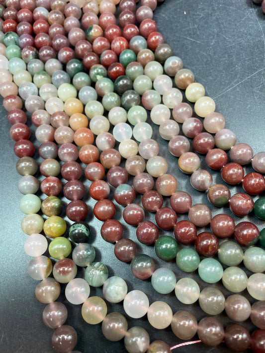 AAA Natural Multicolor Jade Gemstone Bead 6mm 8mm 10mm Round Beads, Beautiful Brown Green Beige Color Jade Gemstone Beads