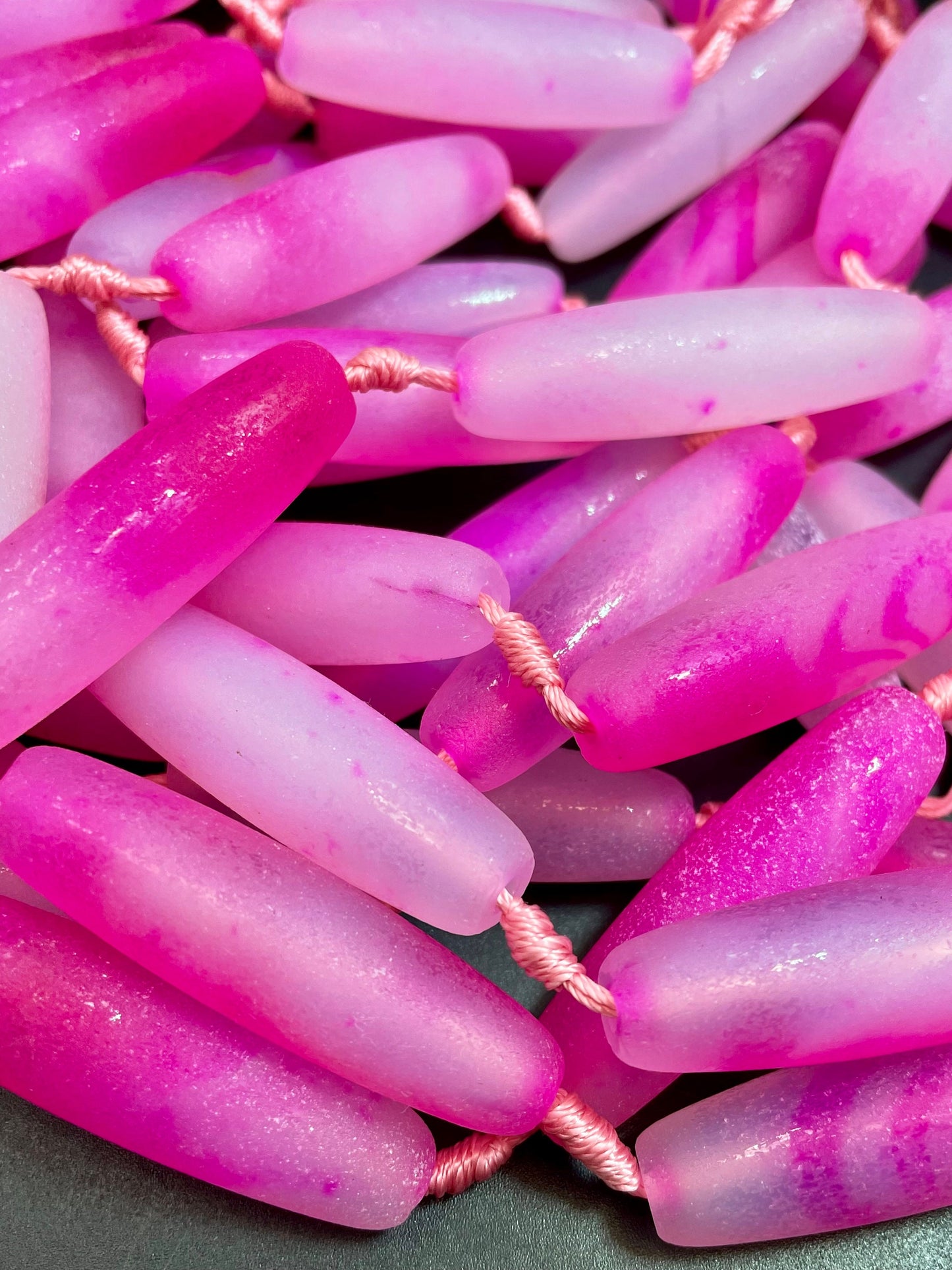AAA Matte Botswana agate stone bead. Barrel Shape 13x48mm, Gorgeous Matte Pink Color Botswana Gemstone Bead