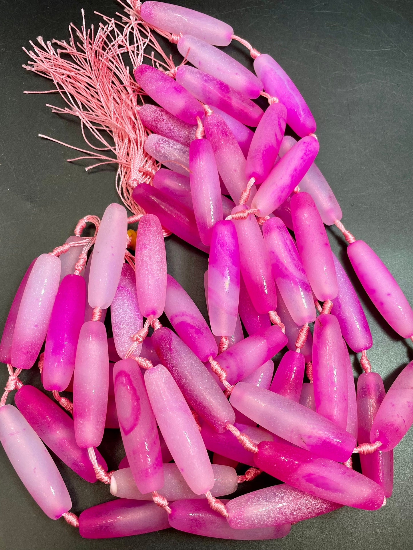 AAA Matte Botswana agate stone bead. Barrel Shape 13x48mm, Gorgeous Matte Pink Color Botswana Gemstone Bead