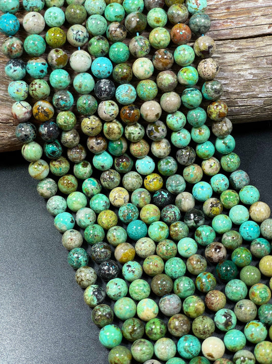 AAA Natural Peru Turquoise Gemstone Bead 8mm 10mm Round Beads, Beautiful Natural Green Blue Brown Color Turquoise Bead