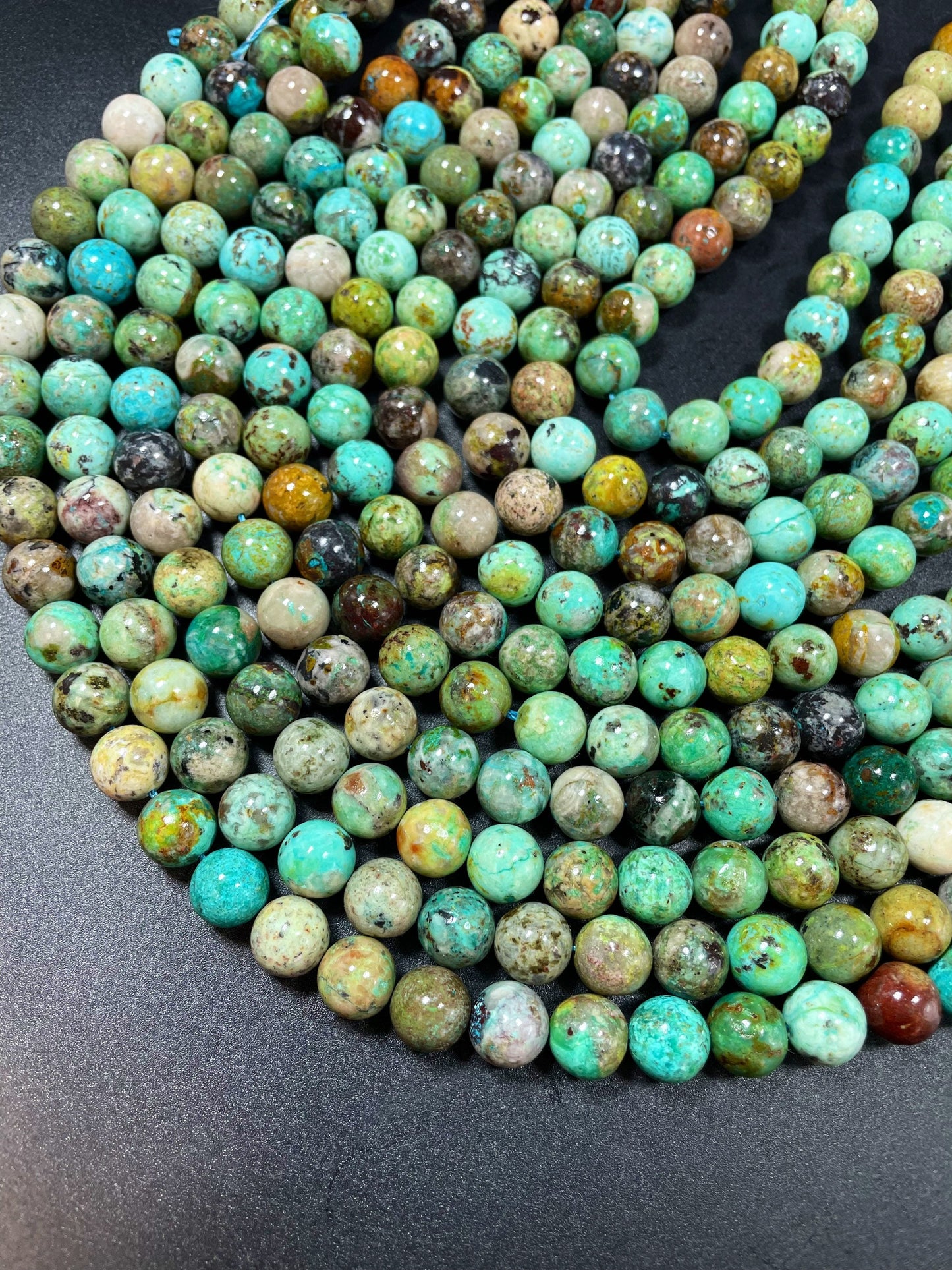 AAA Natural Peru Turquoise Gemstone Bead 8mm 10mm Round Beads, Beautiful Natural Green Blue Brown Color Turquoise Bead