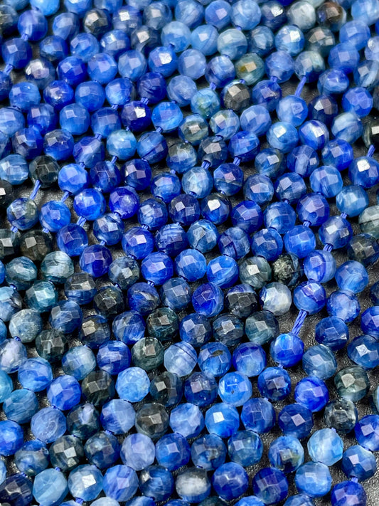 AAA Natural Kyanite Gemstone Bead Faceted 3mm Round Shape Bead, Beautiful Royal Blue Color Kyanite Gemstone Beads