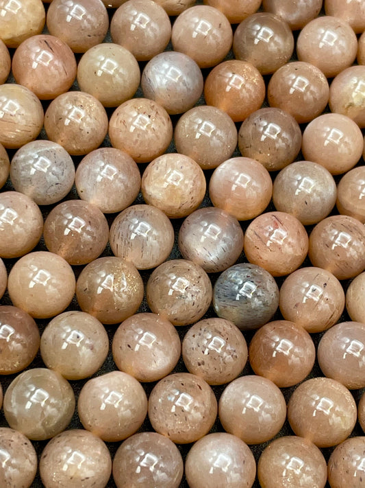 AAA Natural Brown Moonstone Gemstone Bead 6mm 8mm 10mm Round Bead, Beautiful Brown Peach Color with Flash Brown Moonstone Bead