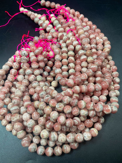 AAA Natural Rhodochrosite Gemstone Bead 4mm 6mm 8mm 10mm 12mm Round Bead, Beautiful Pink Color Rhodochrosite Gemstone Beads