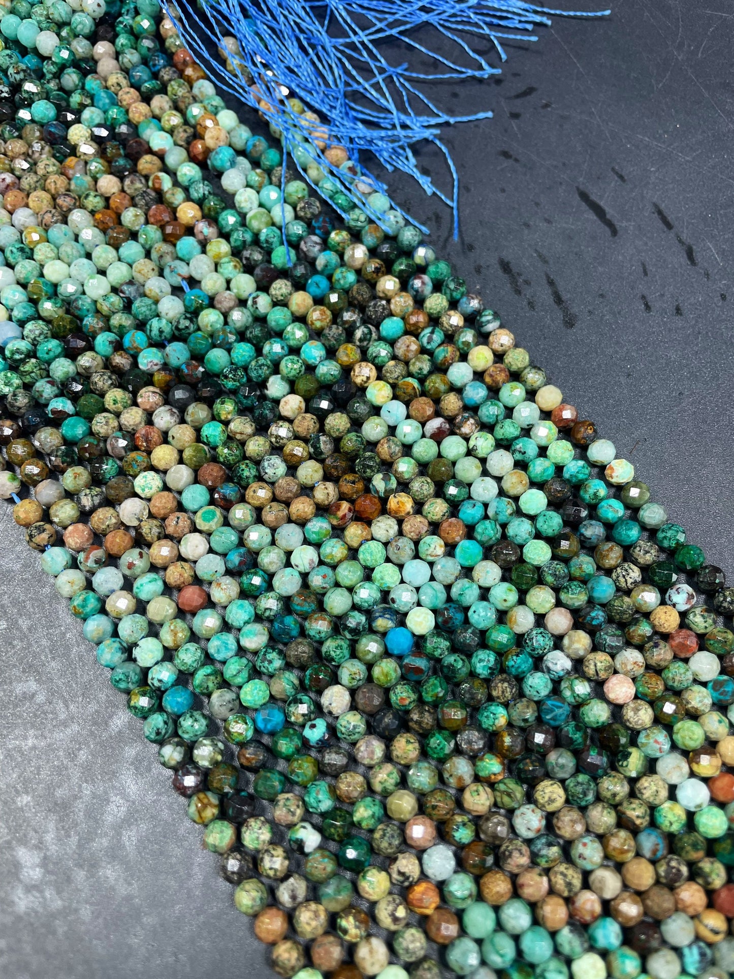 AAA Natural Turquoise Gemstone Bead Faceted 4.5mm Round Bead, Gorgeous Natural Blue Brown Color Turquoise Gemstone Bead, Full Strand 15.5”