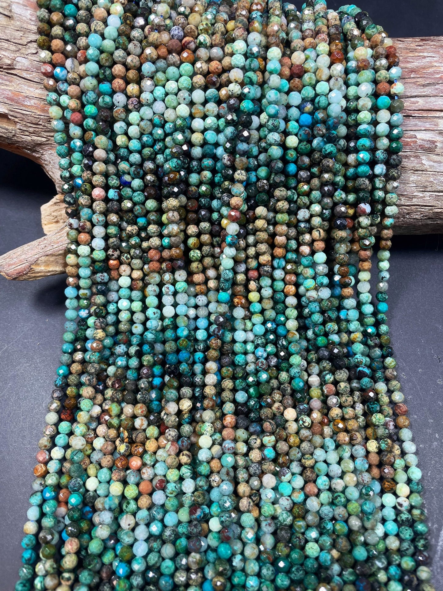 AAA Natural Turquoise Gemstone Bead Faceted 4.5mm Round Bead, Gorgeous Natural Blue Brown Color Turquoise Gemstone Bead, Full Strand 15.5”