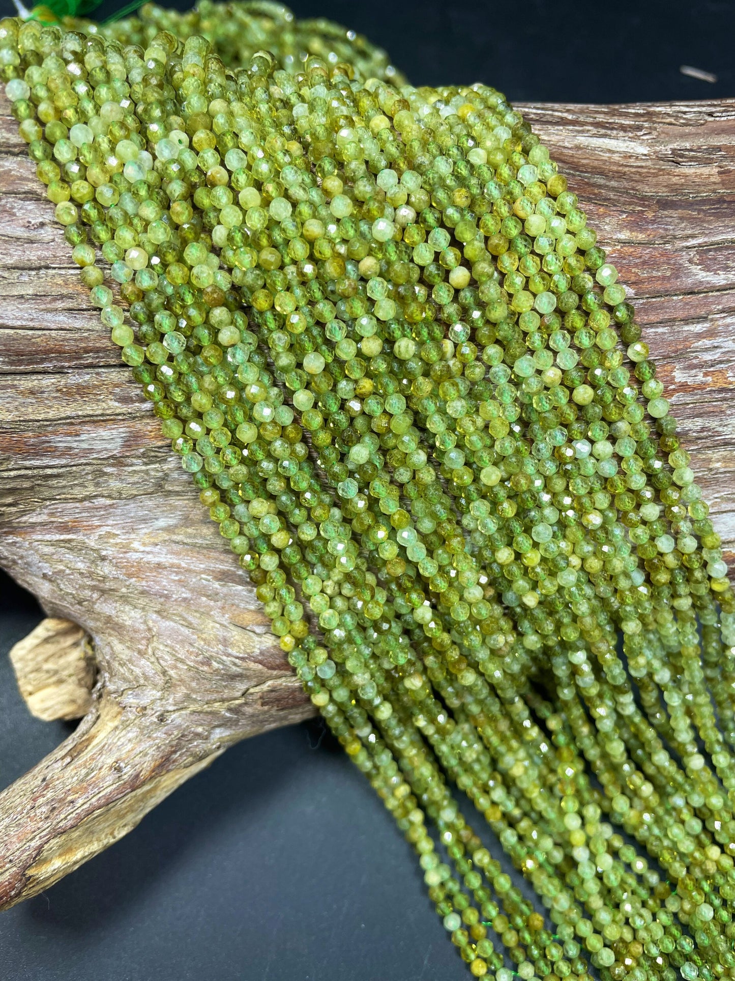 AAA Natural Green Garnet Gemstone Bead, Faceted 4mm Round Bead, Gorgeous Natural Olive Green Color Green Garnet Stone Bead