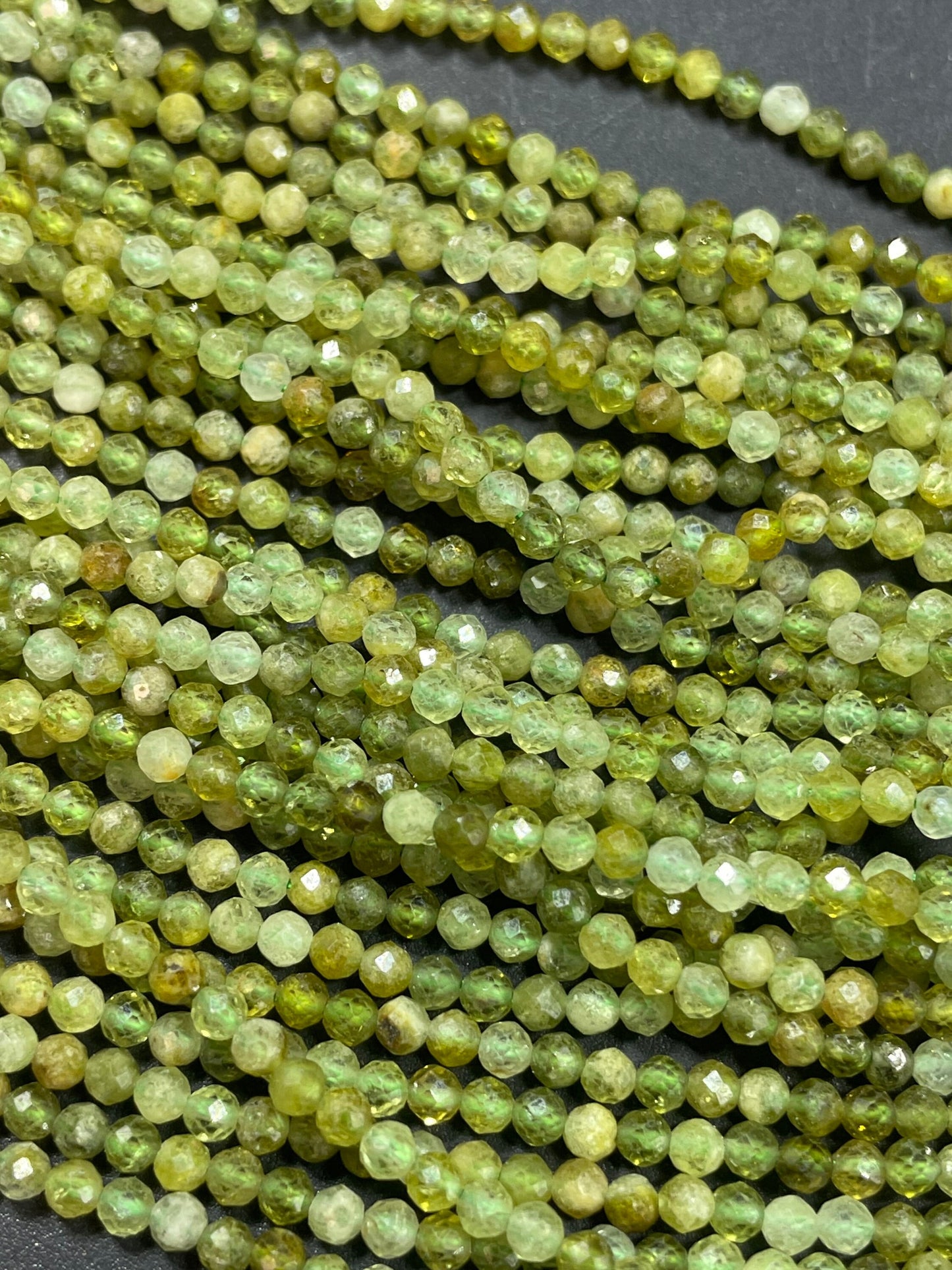 AAA Natural Green Garnet Gemstone Bead, Faceted 4mm Round Bead, Gorgeous Natural Olive Green Color Green Garnet Stone Bead