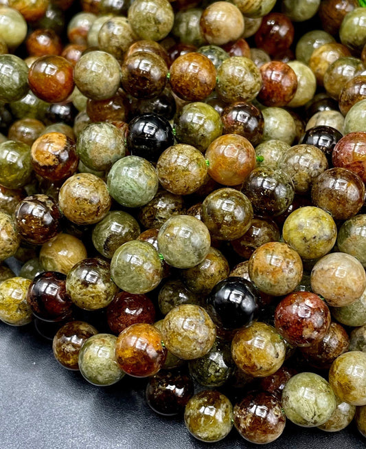 AA Natural Green Garnet Gemstone Bead 5mm 7mm 9mm 10mm 11mm Round Beads, Gorgeous Natural Olive Green Color Gemstone Bead, Nice Quality Garnet