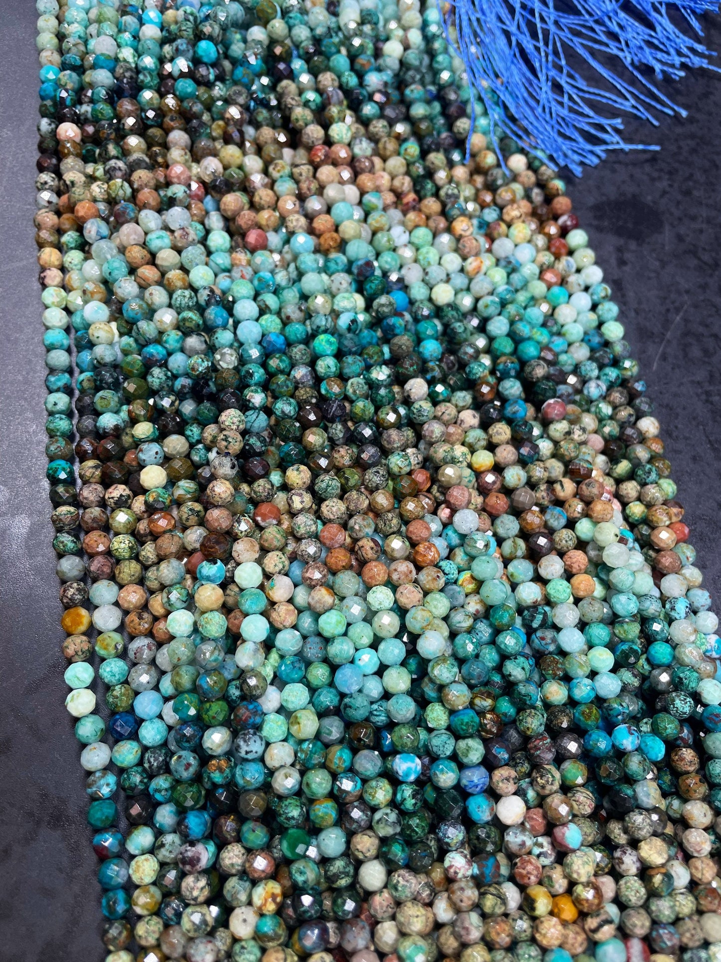 AAA Natural Turquoise Gemstone Bead Faceted 4.5mm Round Bead, Gorgeous Natural Blue Brown Color Turquoise Gemstone Bead, Full Strand 15.5”