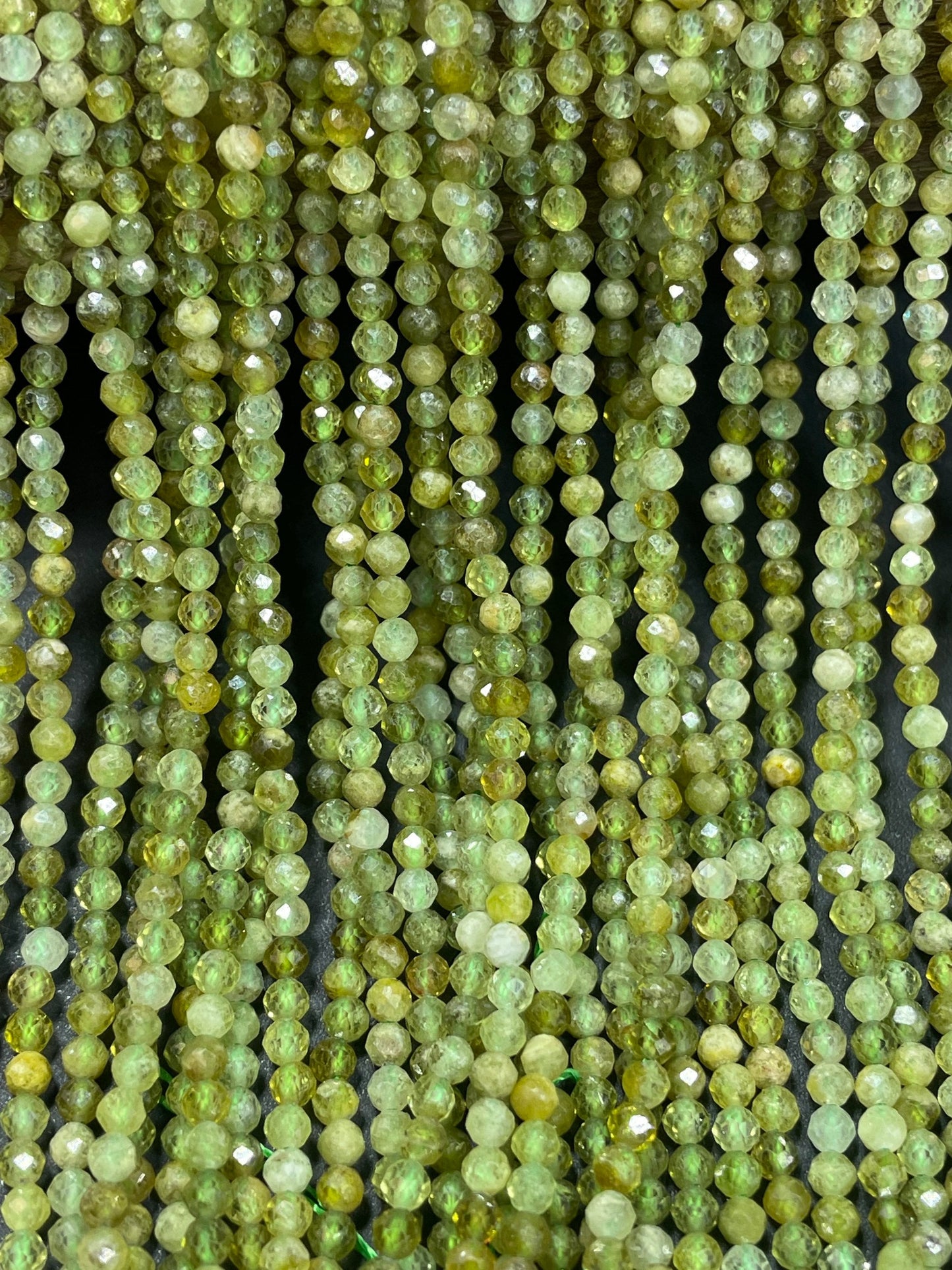 AAA Natural Green Garnet Gemstone Bead, Faceted 4mm Round Bead, Gorgeous Natural Olive Green Color Green Garnet Stone Bead