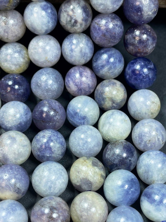 Natural Iolite Gemstone Bead 6mm 8mm 10mm Round Bead, Gorgeous Natural Purple Gray Blue Color Iolite Gemstone Beads