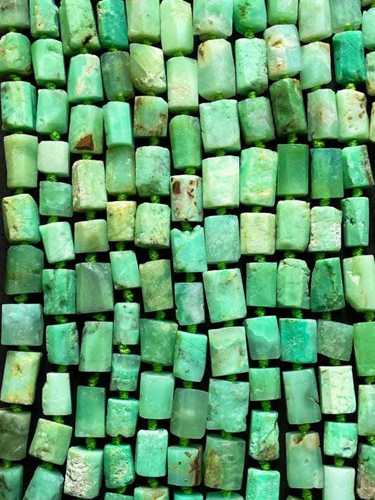 AA Natural Chrysoprase Gemstone Bead Faceted 10x14mm Tube Shape Bead, Gorgeous Natural Green Blue Color Chrysoprase Gemstone Bead Full Strand 15.5"