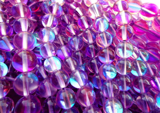 Mystic Aura Quartz Beads, 6mm,8mm,10mm beads, Round Shaped Beads, Rainbow Purple Beads, Great Quality Beads, Full Strand 15.5 inches