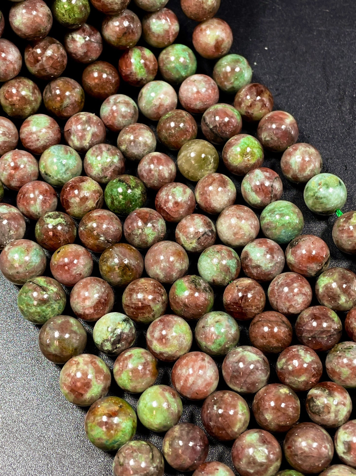 AAA Natural Green Garnet Gemstone Bead 6mm 8mm 10mm Round Bead, Beautiful Green Brown Color Garnet Gemstone Beads, Full Strand 15.5"