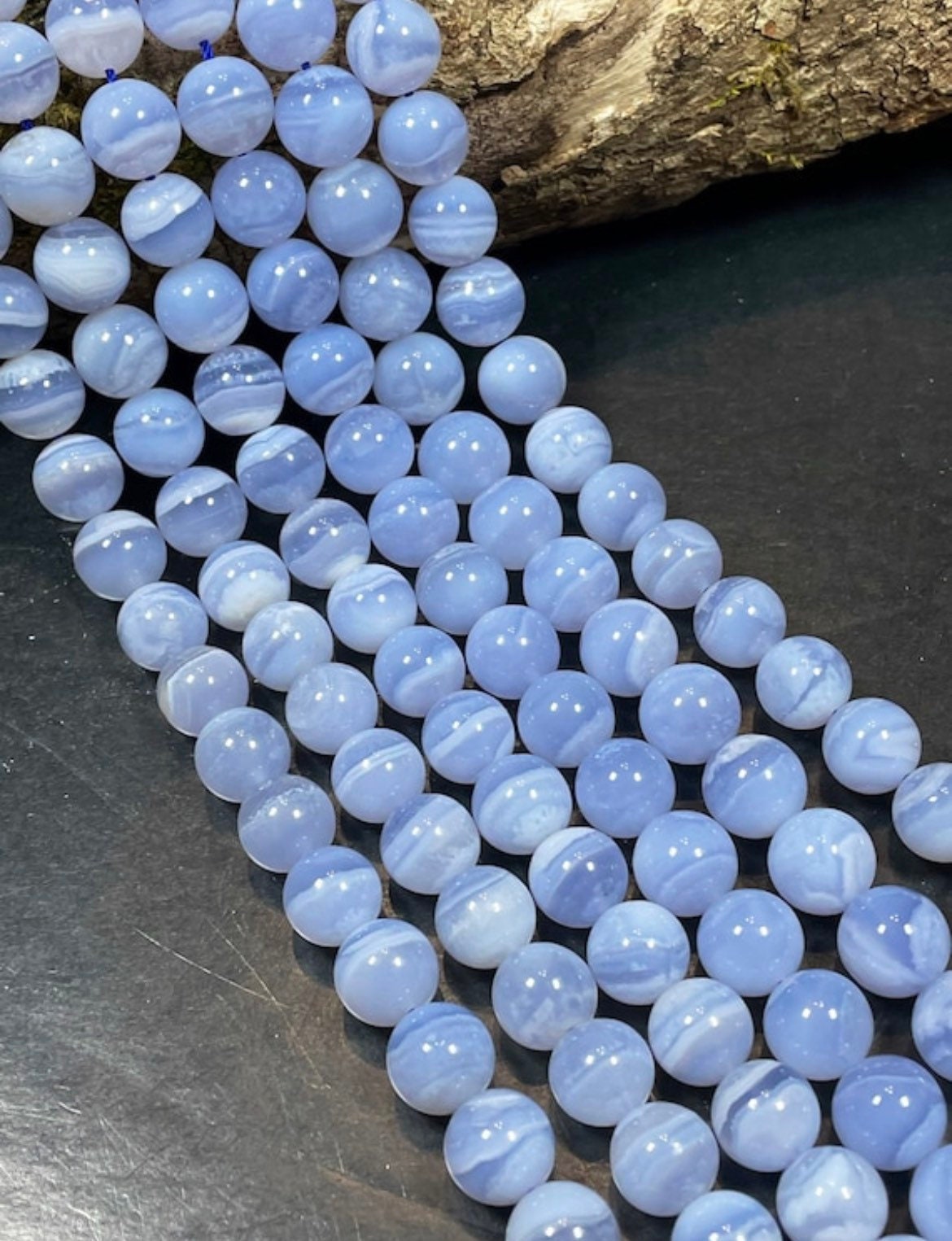 AAA Natural Blue Lace Agate Chalcedony Gemstone Bead 4mm 6mm 8mm 10mm 12mm Round Bead, Natural Blue Color Blue Lace Agate Gemstone Beads