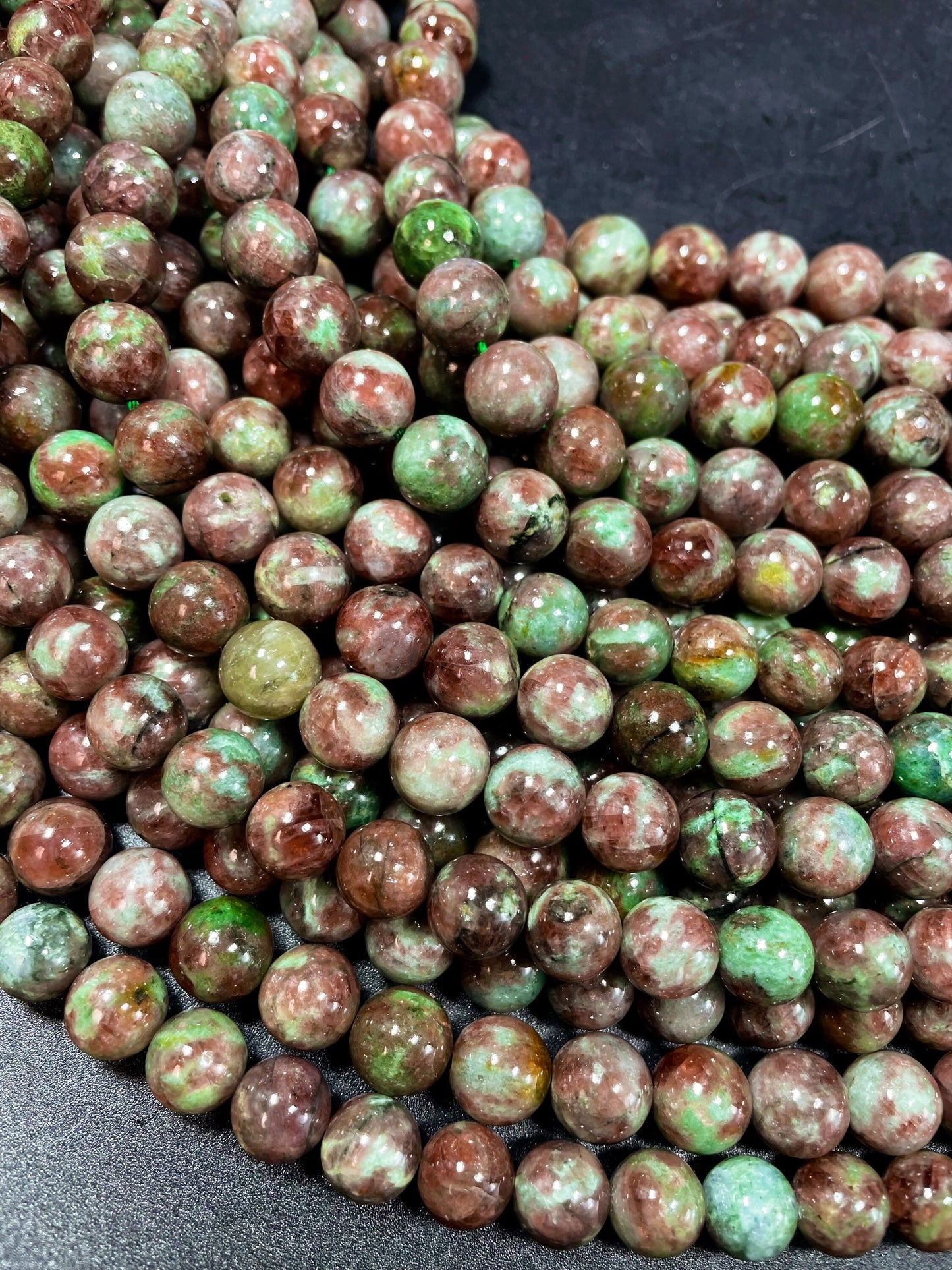 AAA Natural Green Garnet Gemstone Bead 6mm 8mm 10mm Round Bead, Beautiful Green Brown Color Garnet Gemstone Beads, Full Strand 15.5"