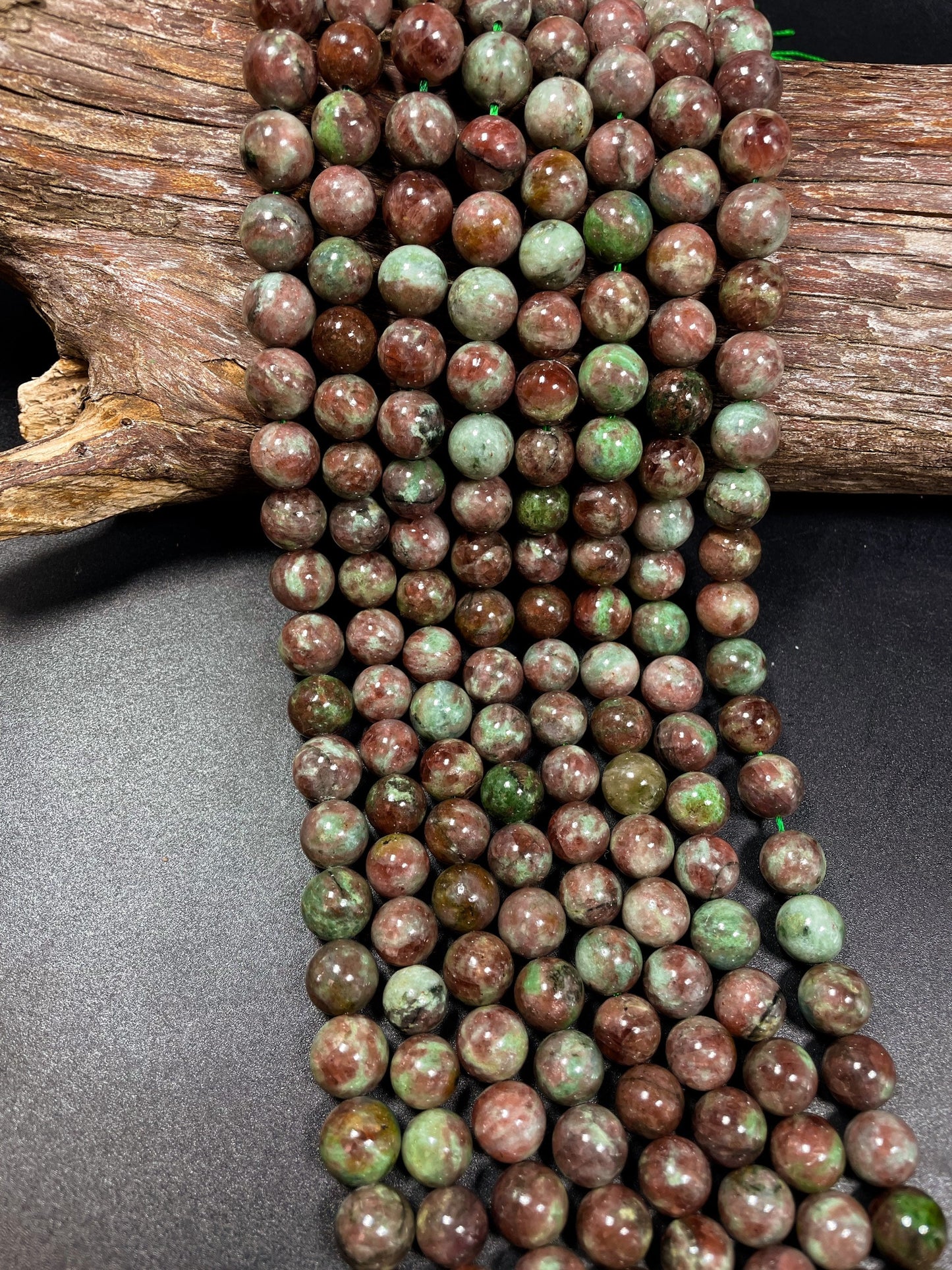 AAA Natural Green Garnet Gemstone Bead 6mm 8mm 10mm Round Bead, Beautiful Green Brown Color Garnet Gemstone Beads, Full Strand 15.5"